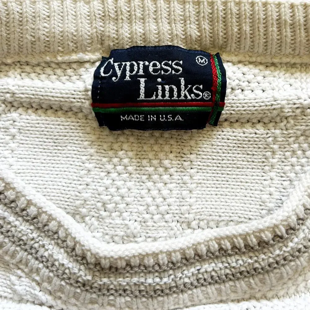 Vintage Cypress Links Pullover Crew Embroidered Golf Sweater Mens Sz Medium